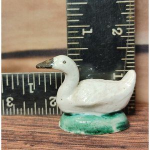 Vintage Bone China Handpainted Goose Figure Statue 2" Tall